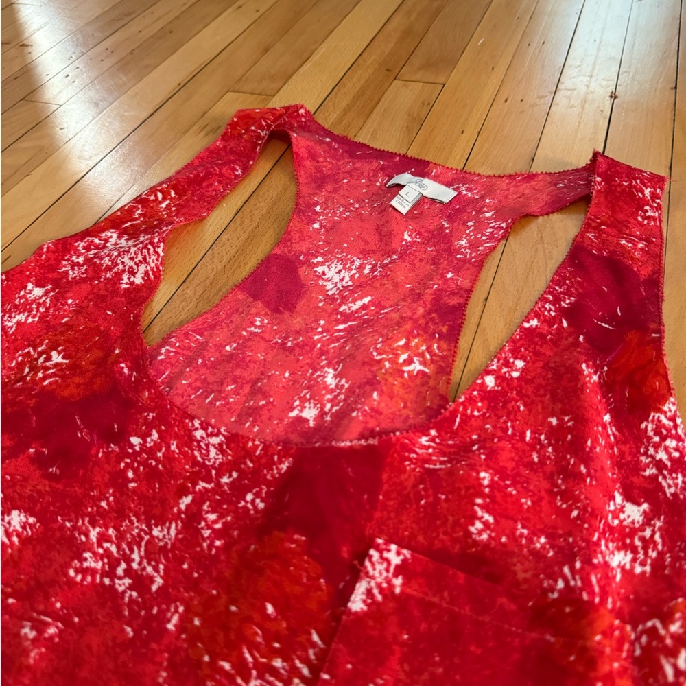 Joie 100% Silk Abstract Red Racerback Tank Top Size Large